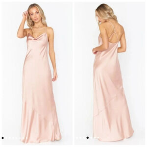 NWOT Show Me Your MuMu Tuscany Maxi Slip Dress ~ Rose Gold Luxe Satin